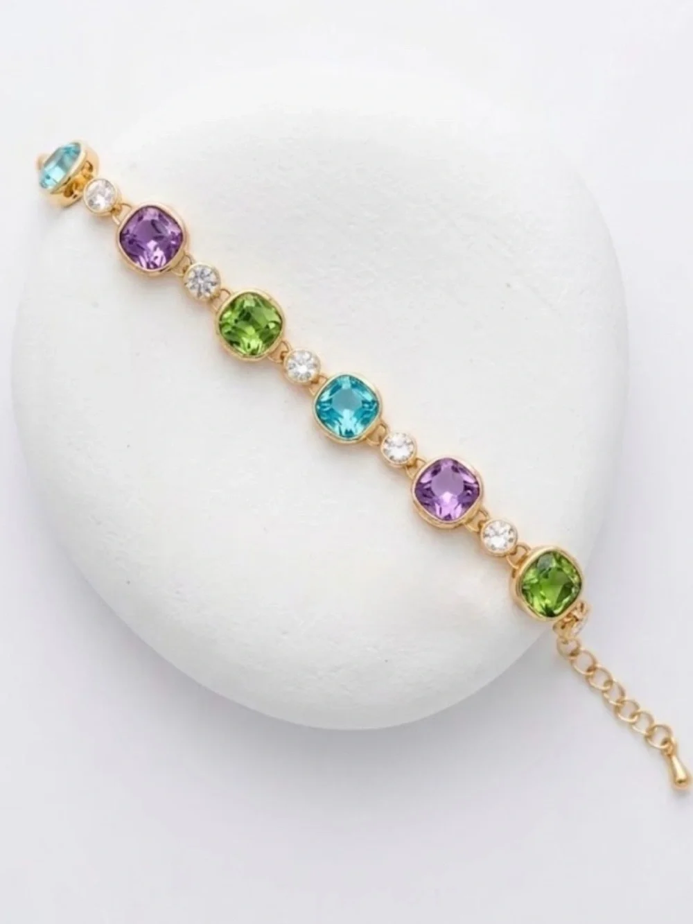 French Collection Austrian Crystal Bracelet 14K Gold Adjustable